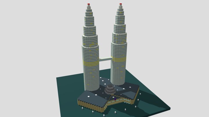 Petronas Towers Voxel 3D Model