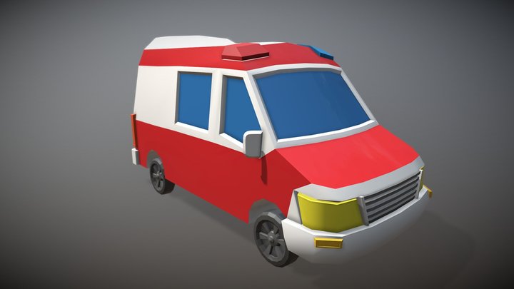 Low Poly Ambulance 3D Model