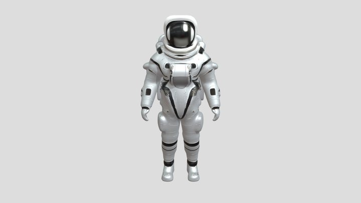 Space-suited astronaut standing upright 3D Model