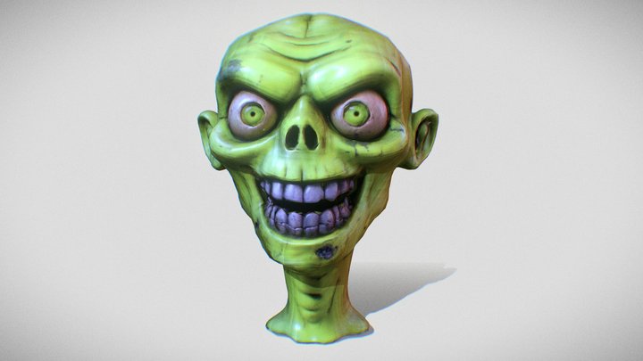 Stylized Zombie Head 3D Model