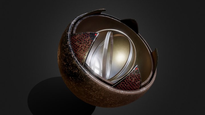 Sci-fi alien vessel and gyroscope 3D Model