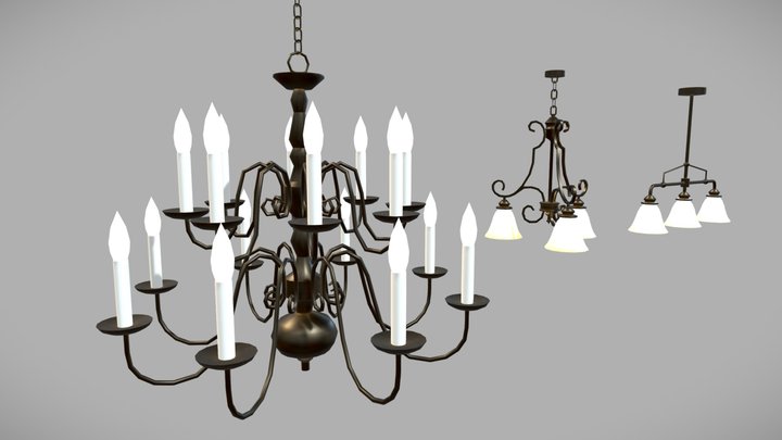 Chandelier Overhead Ceiling Lights 3D Model