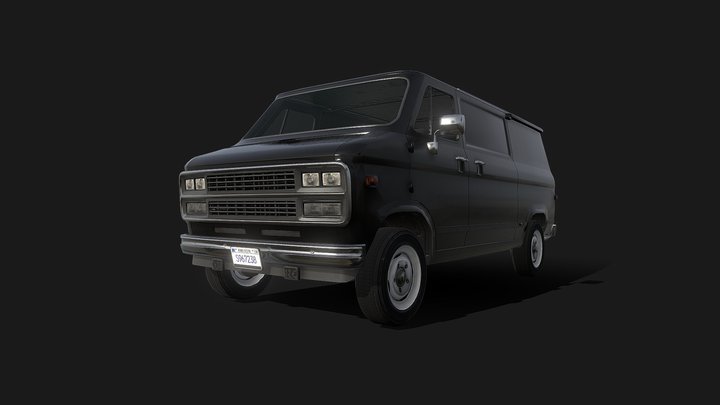 Old Panel van - Low poly model 3D Model