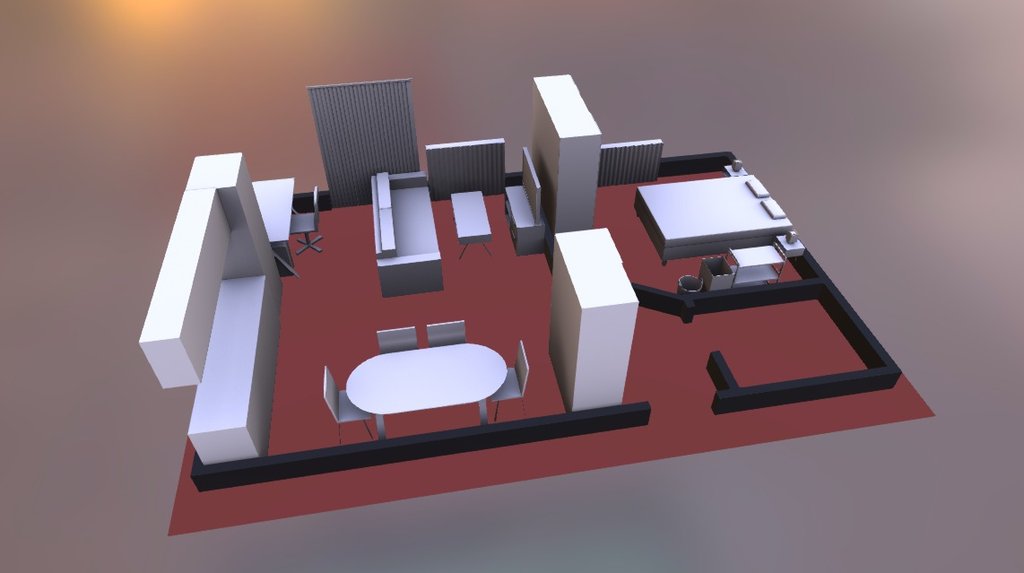 Furniture arrangement - 3D model by Minerr [09db568] - Sketchfab