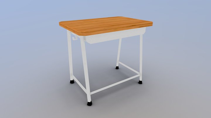 Low Poly School Desk 3D Model