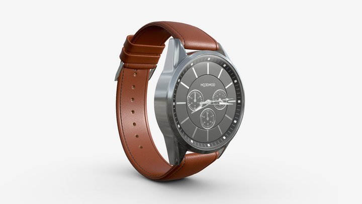 Wristwatch with Leather Strap 03 3D Model