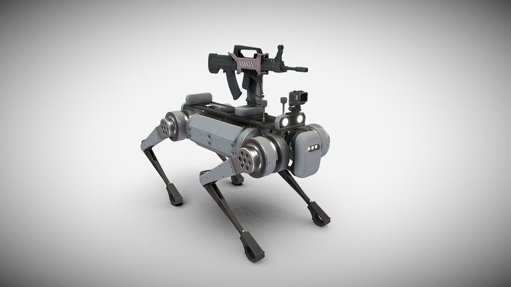 Robotic dog with QZB95 rifle 3D Model