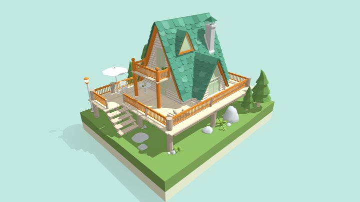 Lowpoly Cabin 3D Model