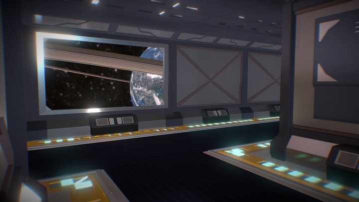 Interior Spaceship + Planet 3D Model