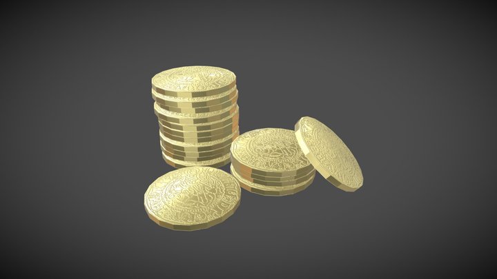 Mayan Gold Coin Stack 3D Model