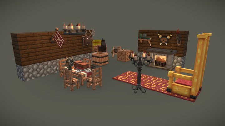 Minecraft Medieval models set 3D Model