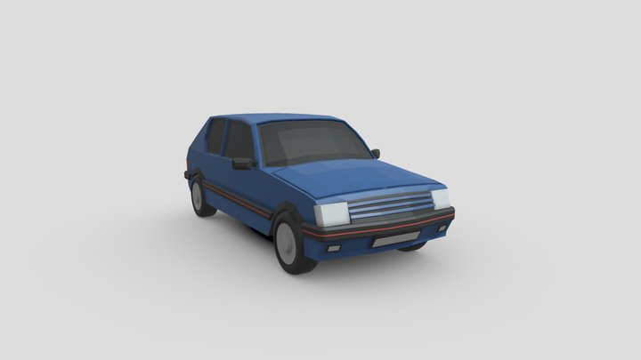 Low-poly Peugeot 205 GTI Car 3D Model