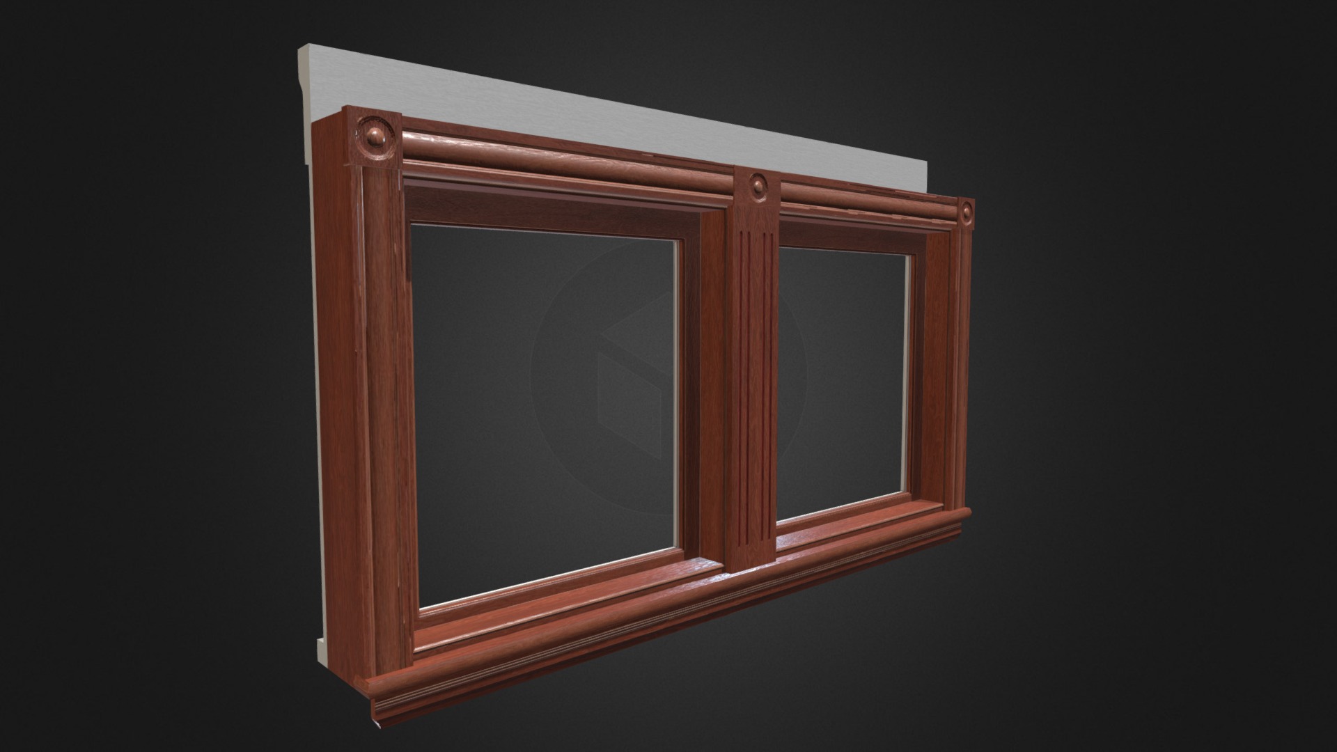 3D model Lowpoly Antique Window (34in 1 Light Double) - This is a 3D model of the Lowpoly Antique Window (34in 1 Light Double). The 3D model is about a wooden frame with a window.