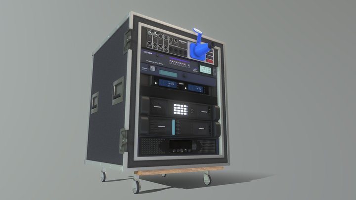 Sound System - Amplifier in flight case 3D Model