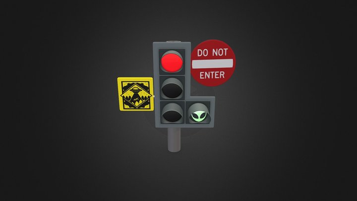alien traffic sign 3D Model