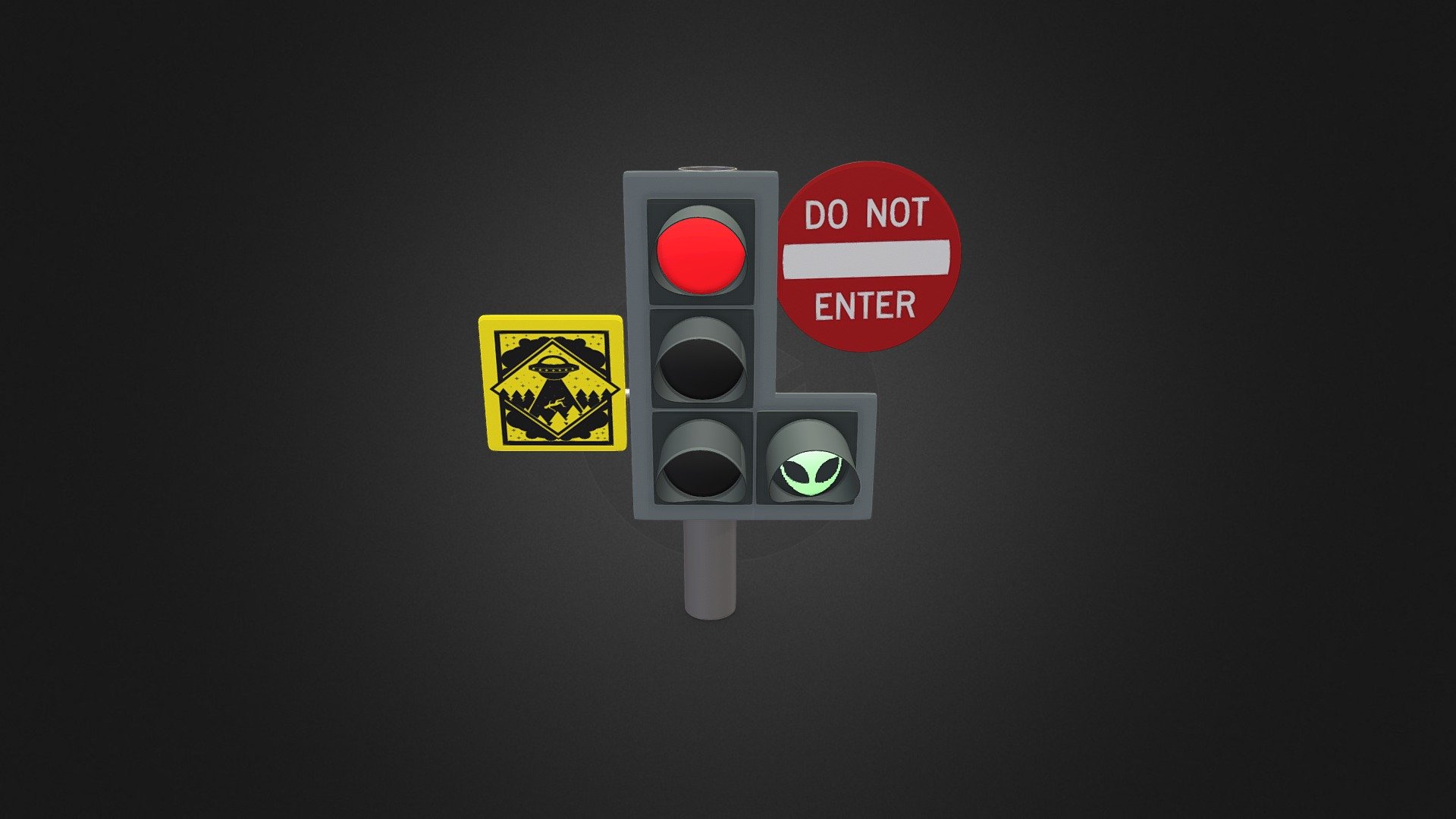 Alien Traffic Sign - Download Free 3d Model By Daudinh8888 [09ff07e 