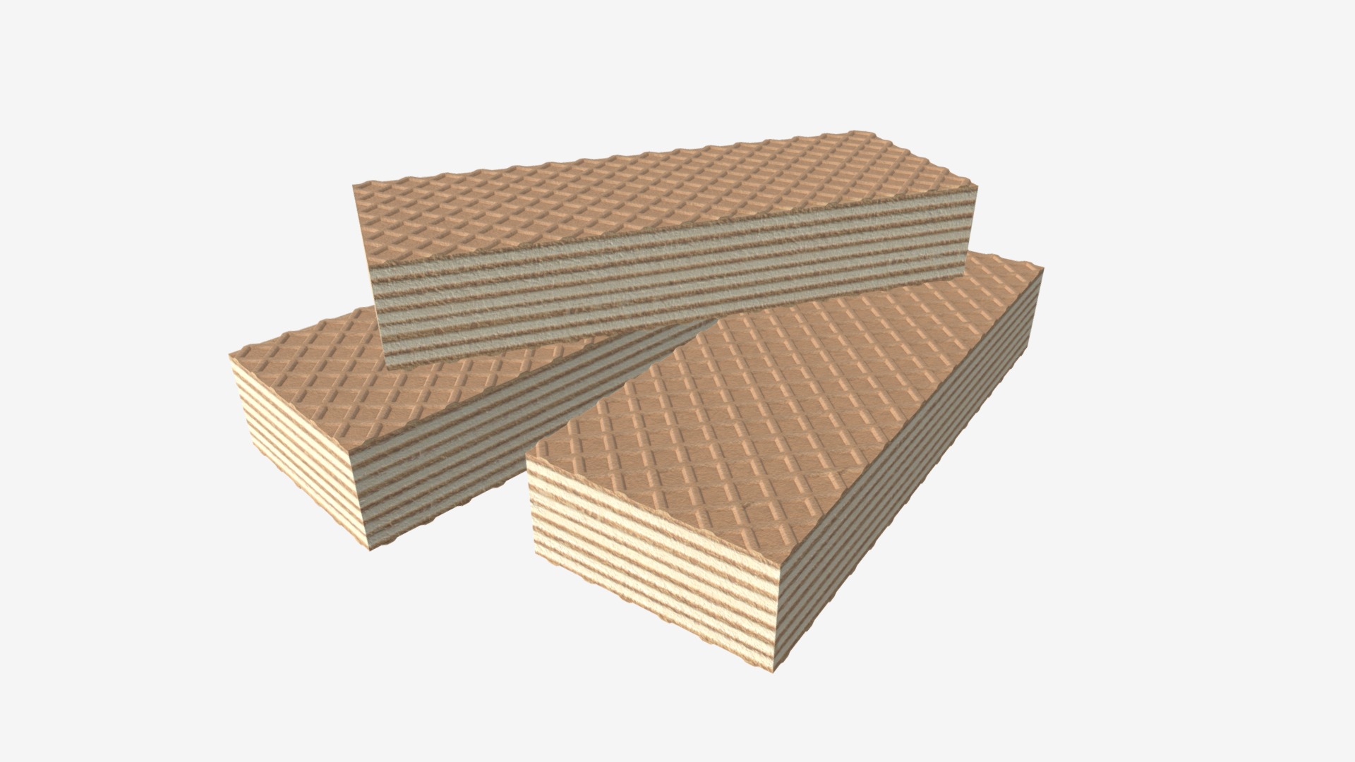 3D model Waffle cake 02 - This is a 3D model of the Waffle cake 02. The 3D model is about a stack of wood.