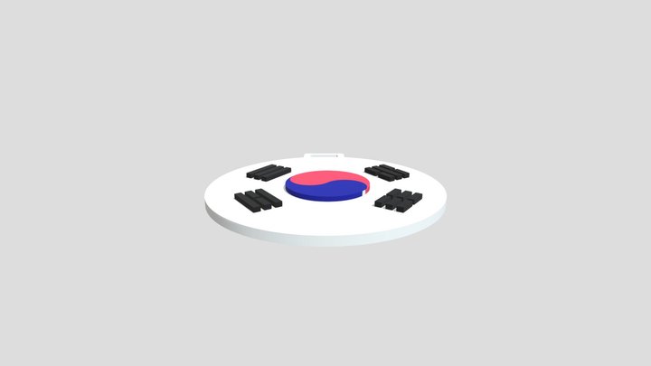 South Korea national flag,Taegukgi Ornament 3D Model
