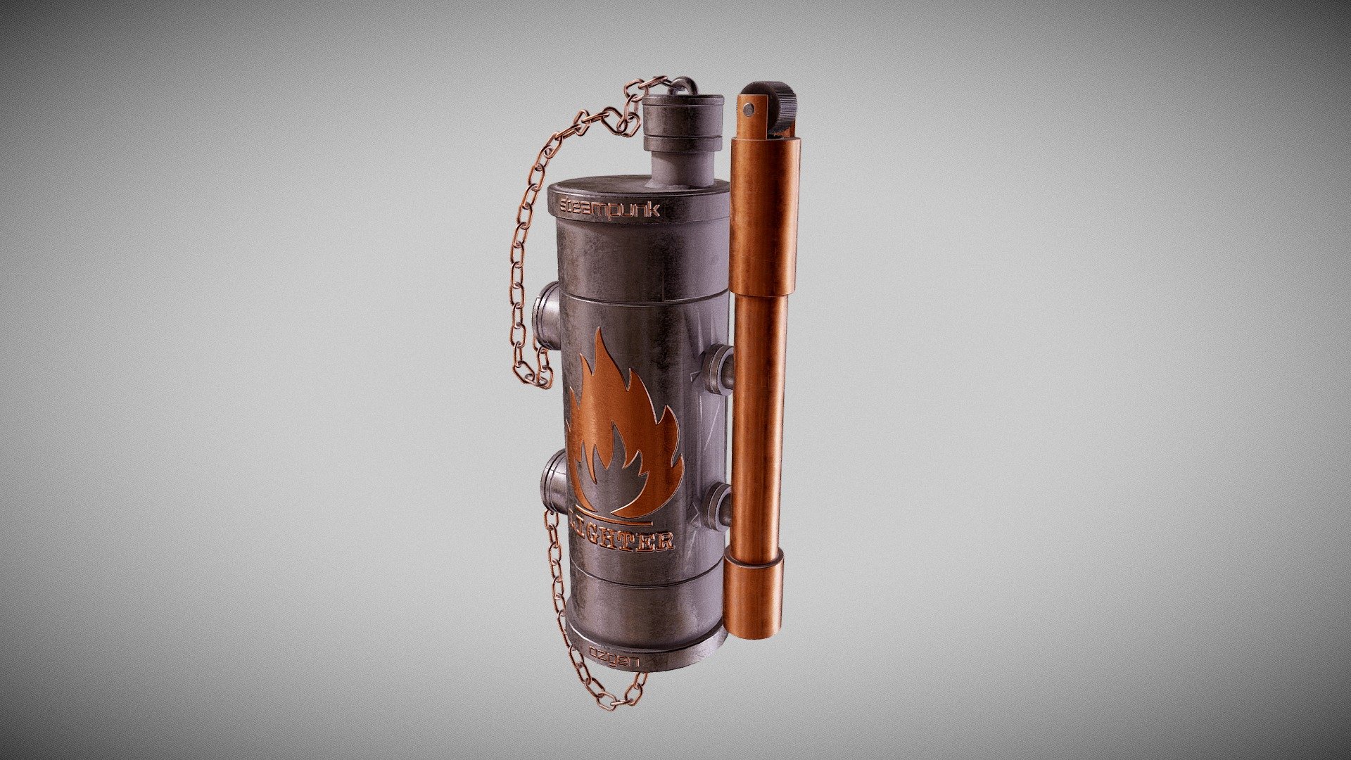 3D PBR Rusty Steampunk Lighter