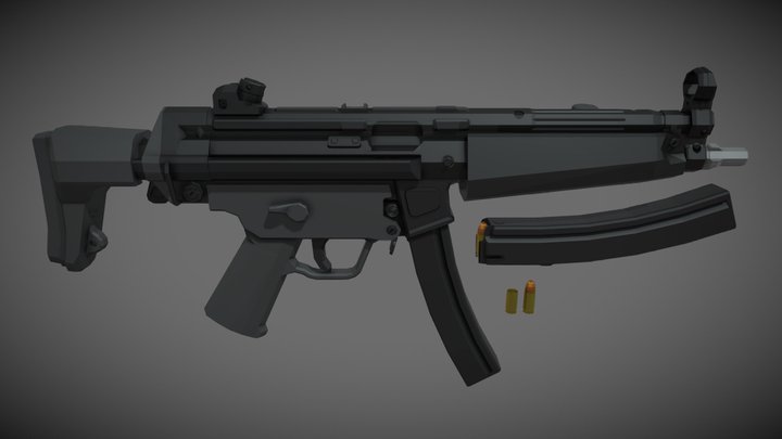 low-poly HK MP5 A3 – Free 3D Model STL