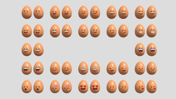 Emoji Pack - Egg - 22 Models 3D Model