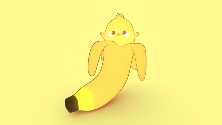 Cute Duck in Banana 3D Model
