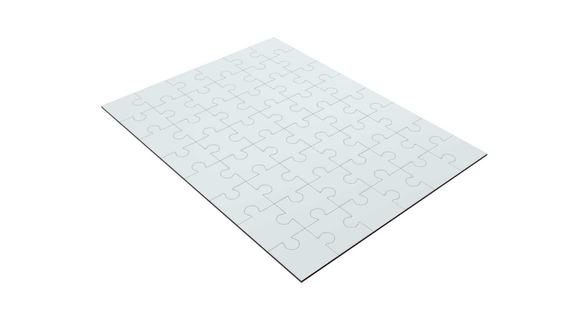 3D model Puzzle 48 pieces mockup - This is a 3D model of the Puzzle 48 pieces mockup. The 3D model is about a white square with black lines.