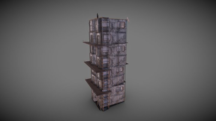 Stacked Container Houses 3D Model
