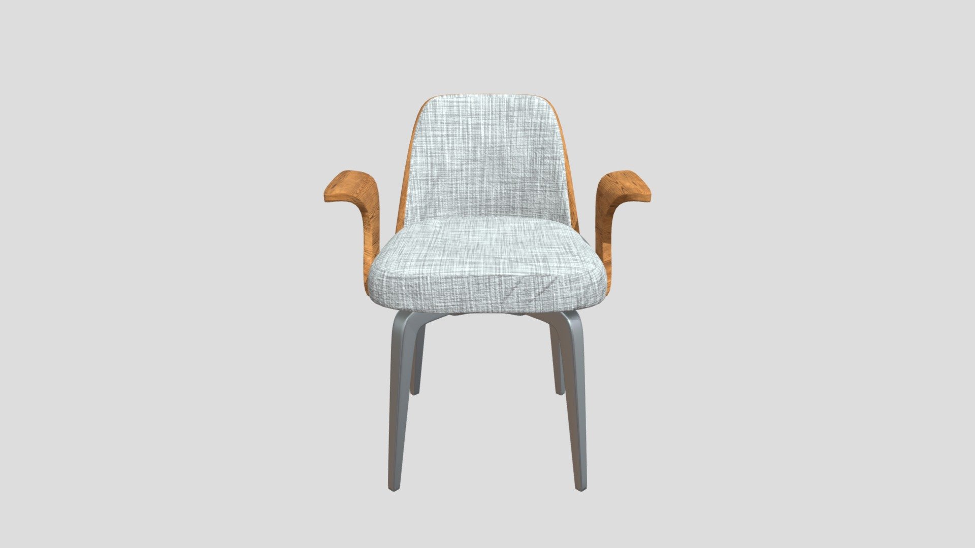 A modern chair with aluminum and good wood