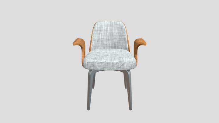 A modern chair with aluminum and good wood 3D Model