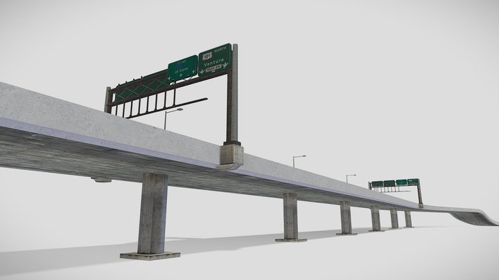 LA Highway Overpass (Low-Poly City-Prop) 3D Model