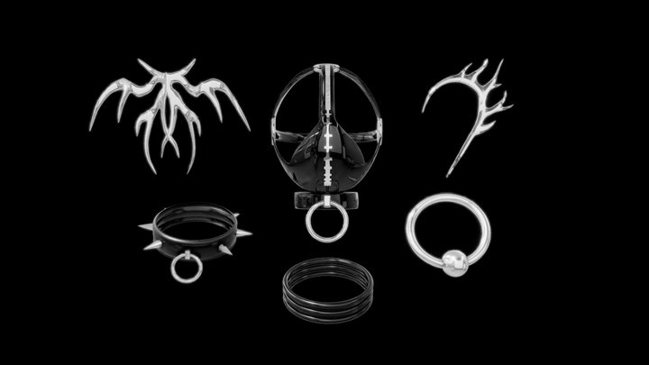 Accessories Mask Harness Piercing Tribal Choker 3D Model