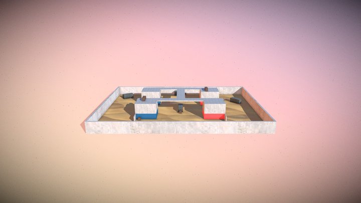 Desert Arena Environment – Low Poly Game Asset 3D Model