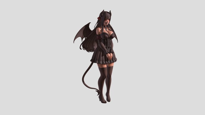 Fantasy Demoness in Gothic Dress 3D Model