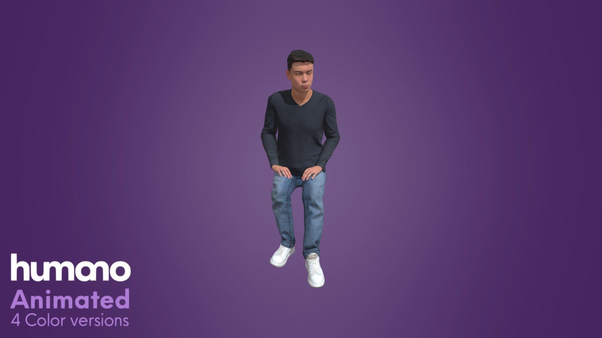 Animated Asian Man Sitting 4021-S2 - 3D model by Humano3d Official