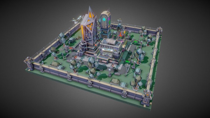 POLY STYLE - Sci-Fi City Customizable Pack 3D Model