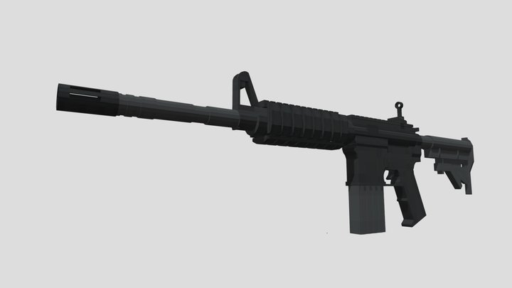 M4A1 // LowPoly Blockbench 3D Model