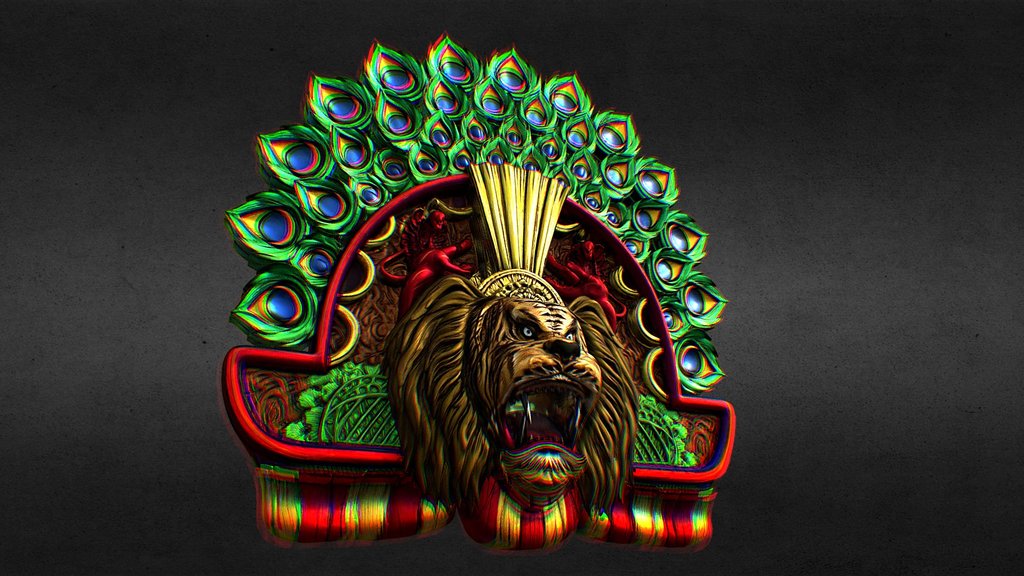Peacock-Fanned Lion Throne