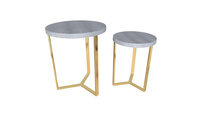 Gela Set of 2 Round Tables Gray - A11146 3D Model