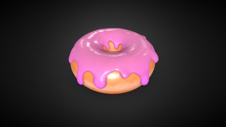 Stylized Pink Donut 3D Model