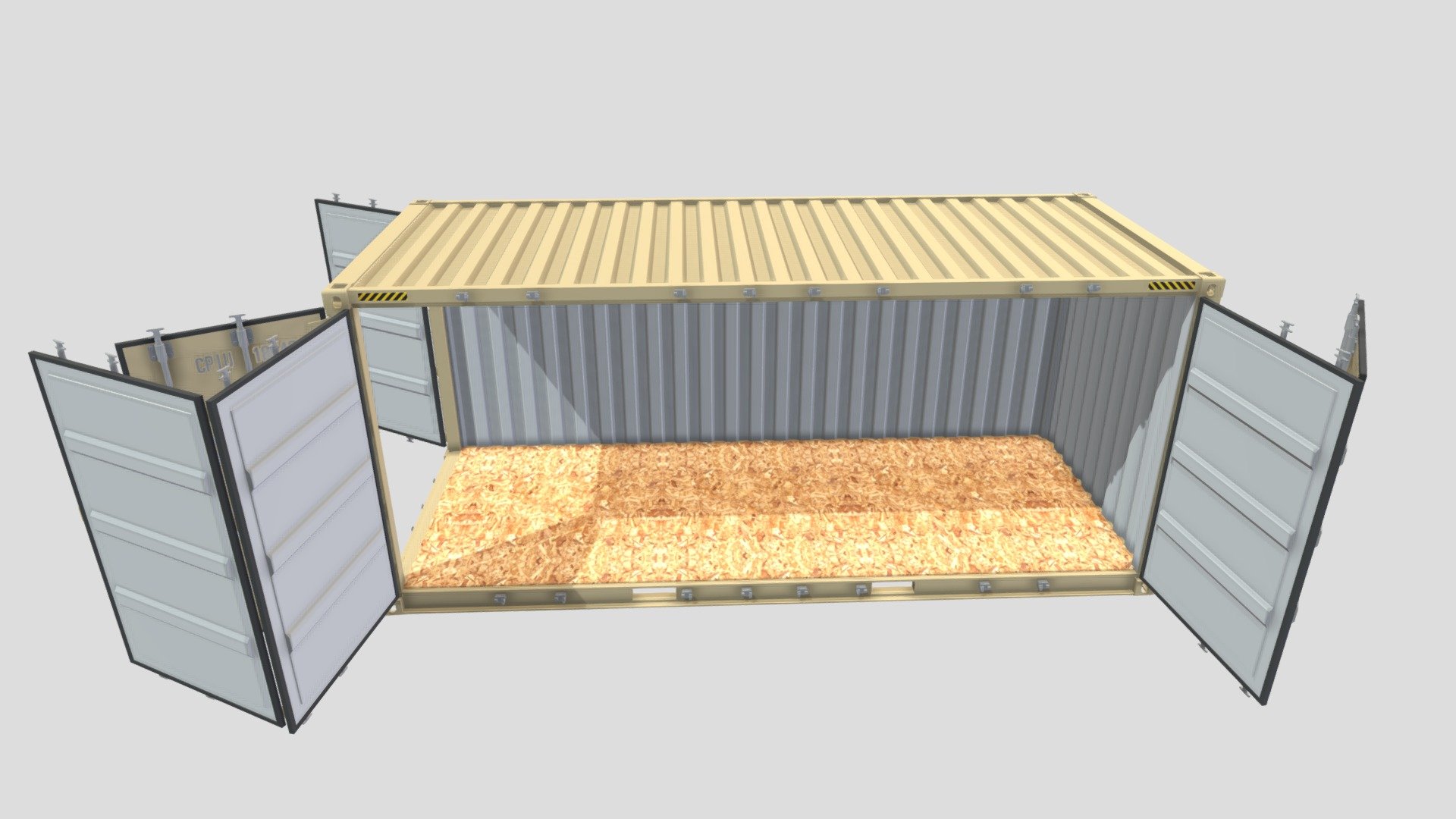 20ft Shipping Container Side Open 2 - Buy Royalty Free 3d Model By 