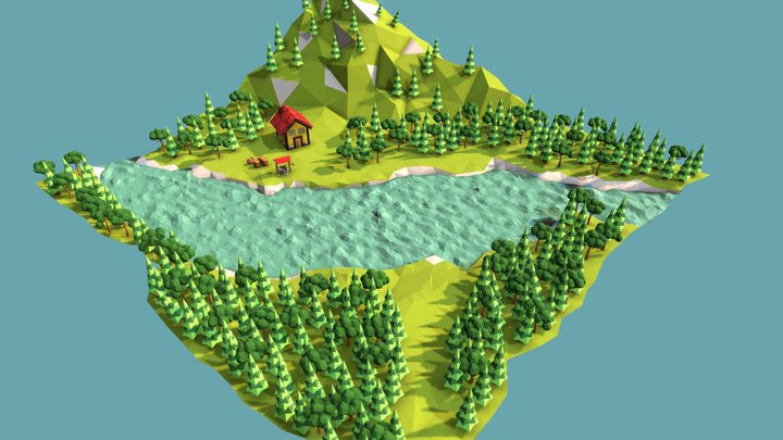 Low Poly Forest 3D Model