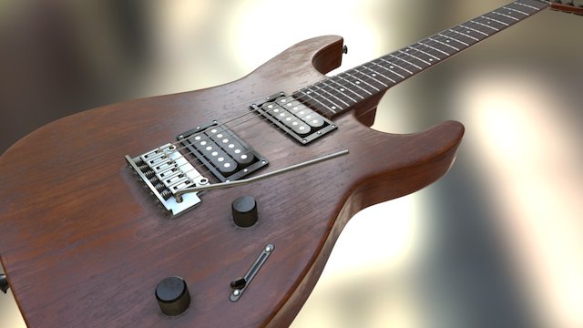 Wood Guitar 3D Model