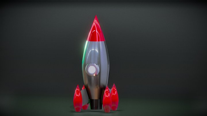 Cartoon Rocket 3D Model