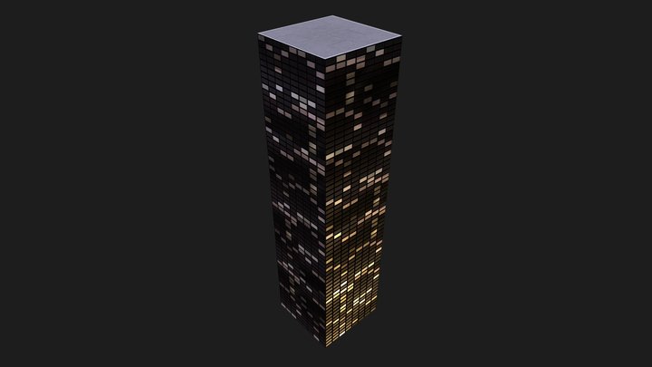 Building - square - illuminated – Free 3D Model STL