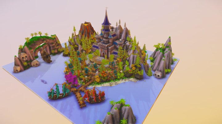 Medieval Vulcan Island  400x400 3D Model