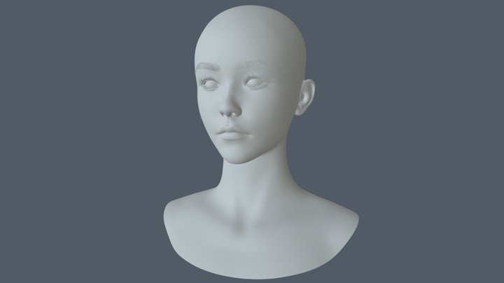 Asian Female Head Base Mesh Metahuman Topology 1 3D Model