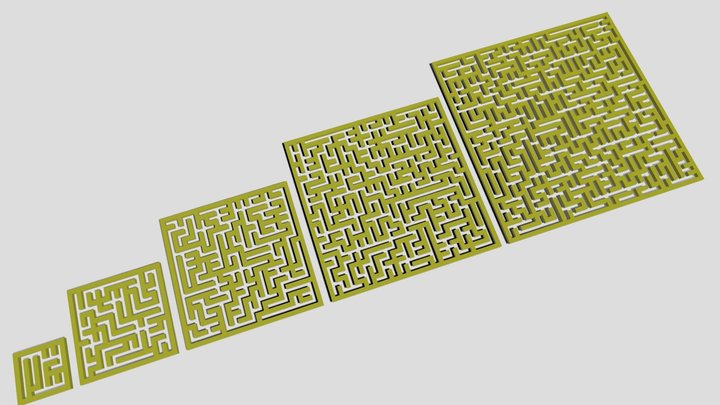 Smart mazes collection 11x11 to 51x51 3D Model