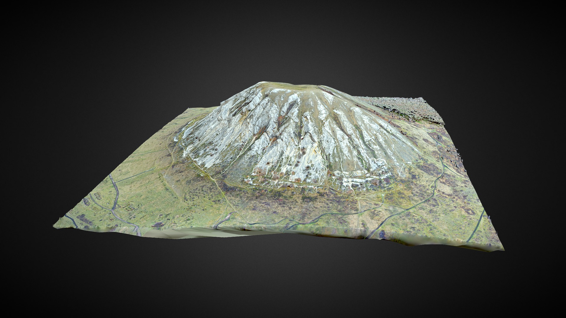3D model Toratau mountain, гора Торатау - This is a 3D model of the Toratau mountain, гора Торатау. The 3D model is about a green and white rock.