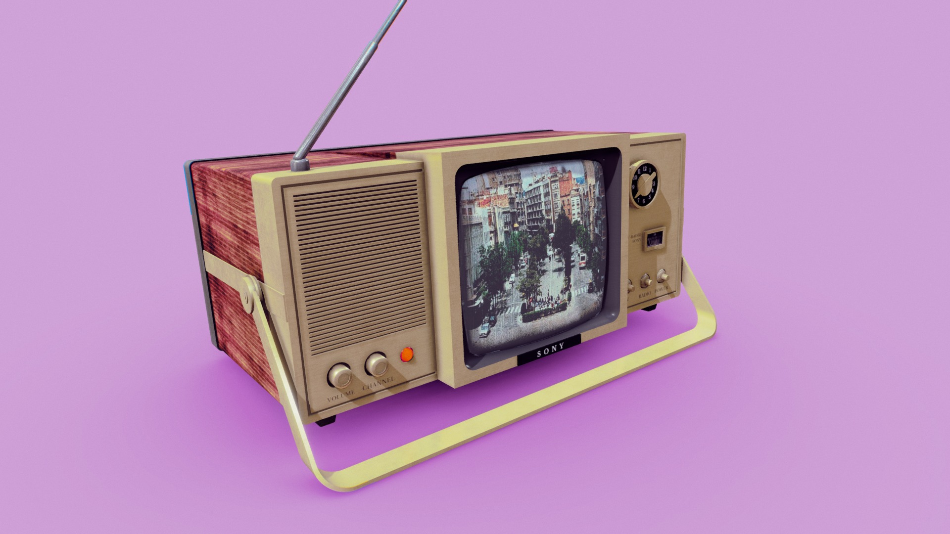 3D model TV-Radio Old - This is a 3D model of the TV-Radio Old. The 3D model is about a small radio with a screen.
